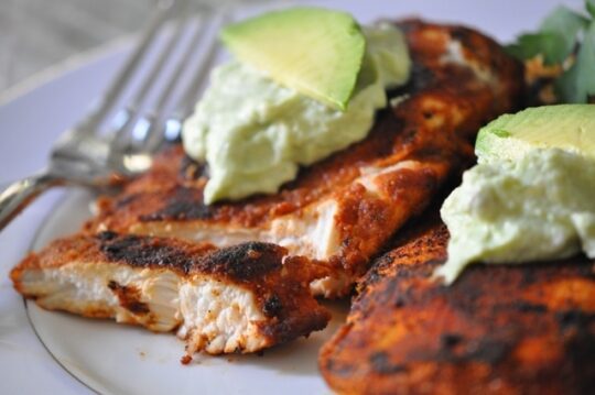 Blackened Chicken with Avocado Cream Sauce