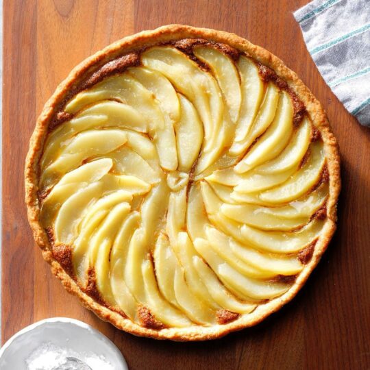 Pear Tart with Chocolate Shavings